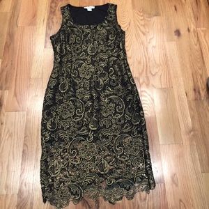 Bronze midi dress with lace overlay